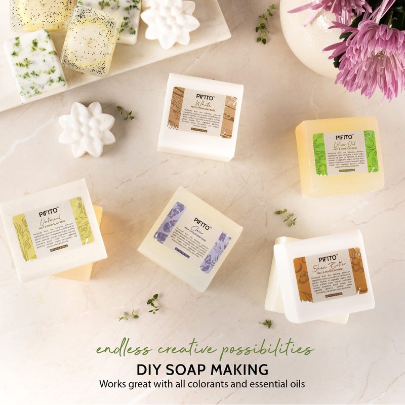 Pifito Melt and Pour Soap Base Sampler (7 lbs) â”‚ Assortment of 7 Bases (1lb ea) â”‚ Clear, White, Goats Milk, Shea Butter, Oatmeal, Honey, Olive Oil â”‚ Glycerin Soap Making Supplies - Image 3